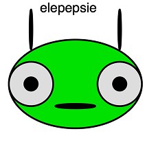 Groen monster met grote ogen en twee antennes, met de naam elepepsie