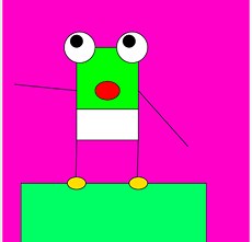 Groen kikkermonster op een roze achtergrond
