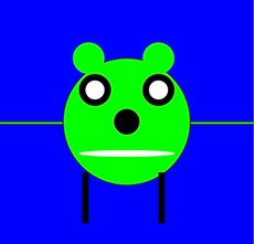 Groen berenmonster op een blauwe achtergrond